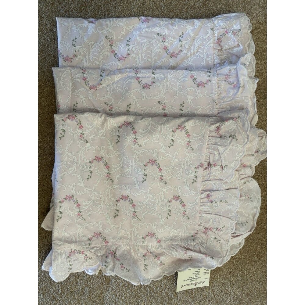 NEW Set of 3 Vintage Ruffled Standard Pillow Shams Westminster Lace Shabby Chic - Picture 3 of 4